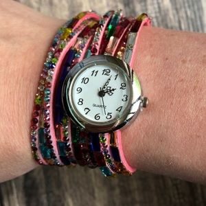 Colored Crystal Quartz Wrap Watch